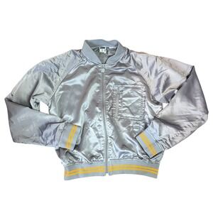 FILA Bomber Jacket Women's Medium Silver Yellow Athleisure Streetwear Full Zip‎